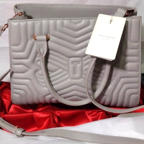 Ted Baker London Dove Grey Quilted Bow Bag 🛍️ NWT - Picture 2 of 11